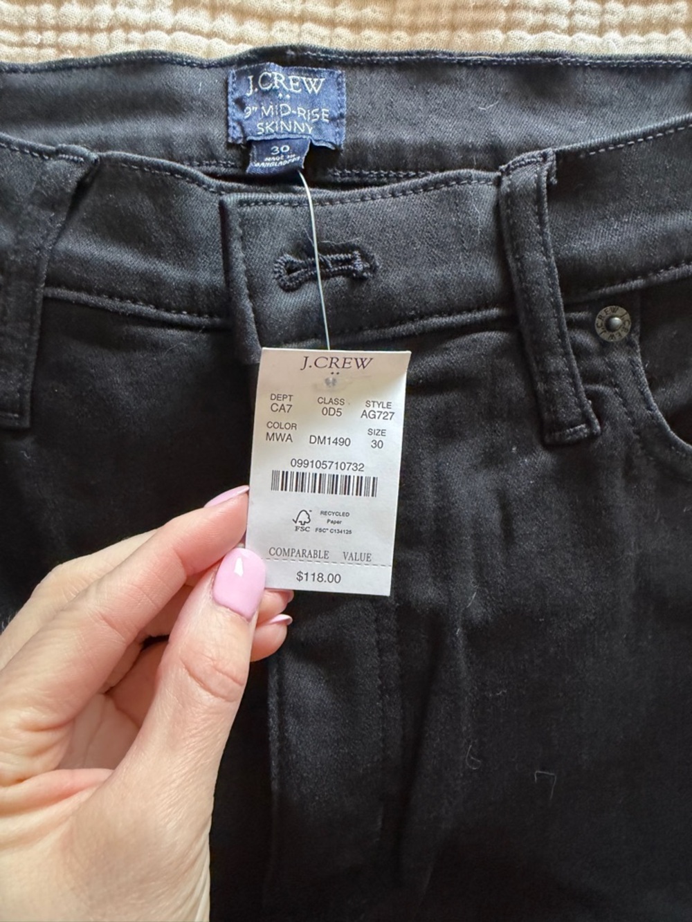 J. Crew factory  Black 9" Mid-Rise Skinny Jeans